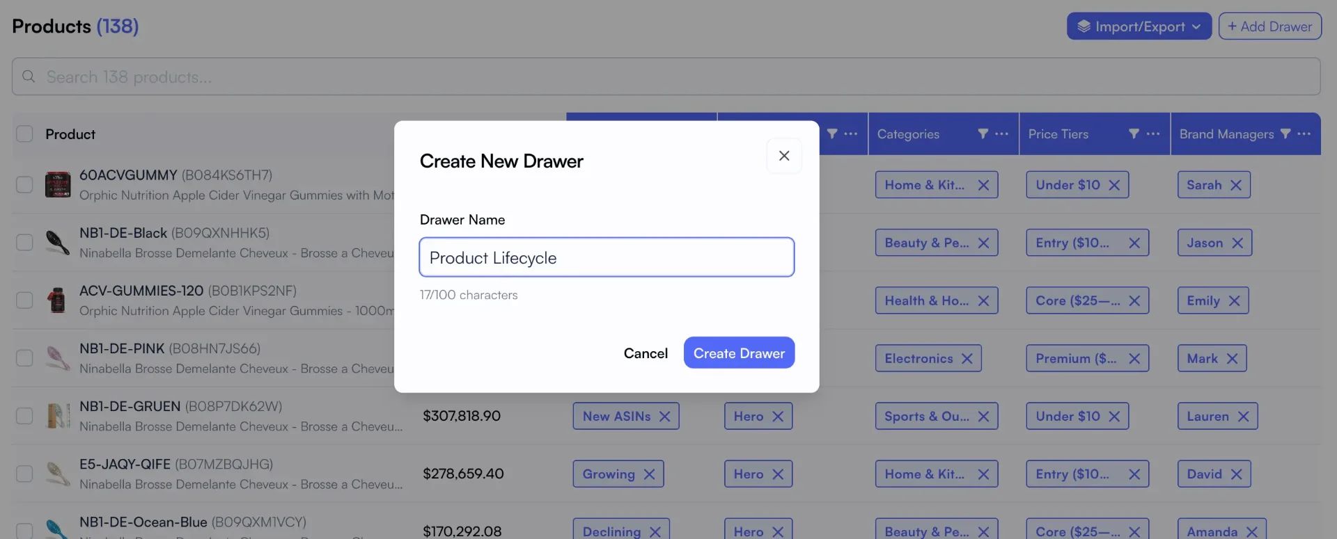 Create new custom dimension drawer in Nova